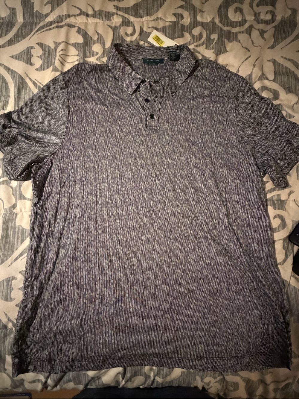 NWT Perry Ellis Men’s Gray Patterned Polo Shirt XXL